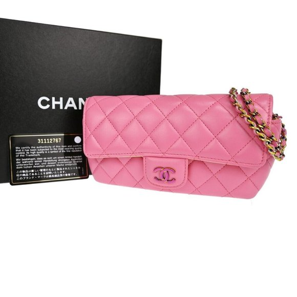 CHANEL CC Matelasse Chain Mini Shoulder Bag Sunglasses Case Leather - Picture 1 of 16